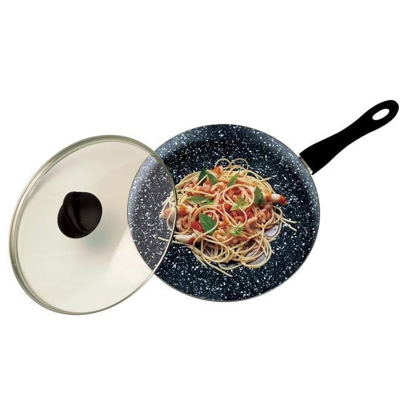 Black Non-Stick Aluminum Wok with Glass Lid