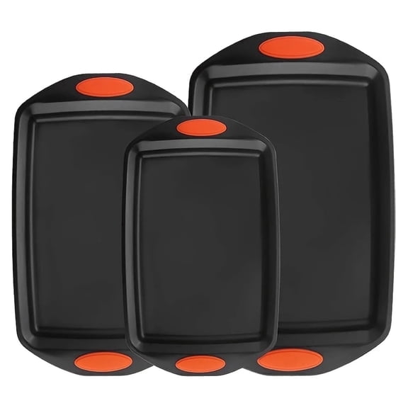 Cookie Sheet Set of 3-Piece - Nonstick Carbon Steel Baking Sheets, Includes Half Sheet, Quarter Sheet & Jelly Roll Pan