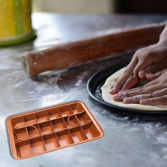 Non-Stick Brownie Baking Pan with Dividers,18 Pre-Cut Square Molds for Brownie Bites,High Carbon Steel Bakeware for Oven Baking, Durable Rectangular Cake Pan for Homemade Desserts,Easy Clean