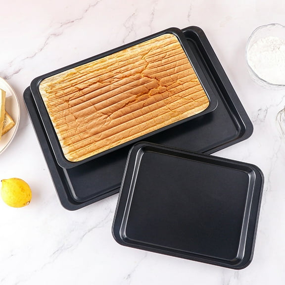 Non-Stick Carbon Steel Baking Tray | Thickened Rectangular Oven Pan | Uniform Heat Conduction | Easy Clean | Household & Commercial Use | 14.65x10.08 Inch | Durable Black Iron