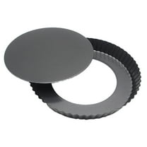 Non-Stick Carbon Steel Quiche Pan, 8.8 Inches Removable Bottom For Baking Pies And Tarts, Fluted Edges For Even Heating And Easy Release (S)