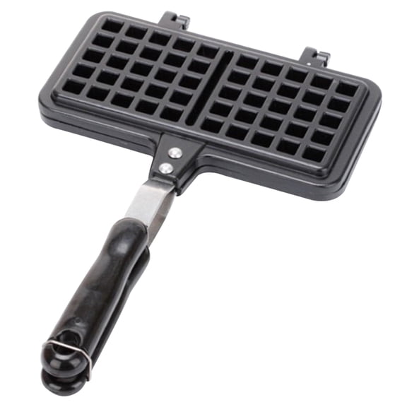 Non-Stick Cast Aluminum Belgian Waffle Maker Pan, Stove Top Rectangular Waffle Mold, Multi-Purpose Sandwich Maker for Gas Stove Camping