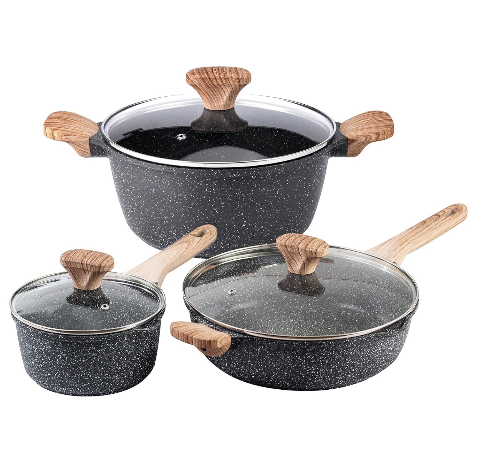 NonStick Cast Aluminum Cookware Set Durable Kitchen Cookware for