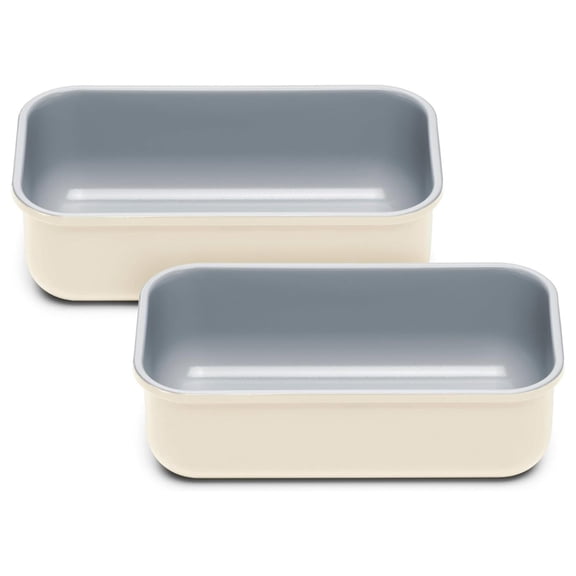 Non-Stick Ceramic 1 lb Loaf Pan Duo - Naturally Slick Ceramic Coating - Non-Toxic, & Free - Perfect for Pound Cakes, Breads, & More - Cream