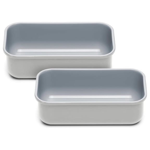 Non-Stick Ceramic 1 lb Loaf Pan Duo - Naturally Slick Ceramic Coating - Non-Toxic, & Free - Perfect for Pound Cakes, Breads, & More - Gray