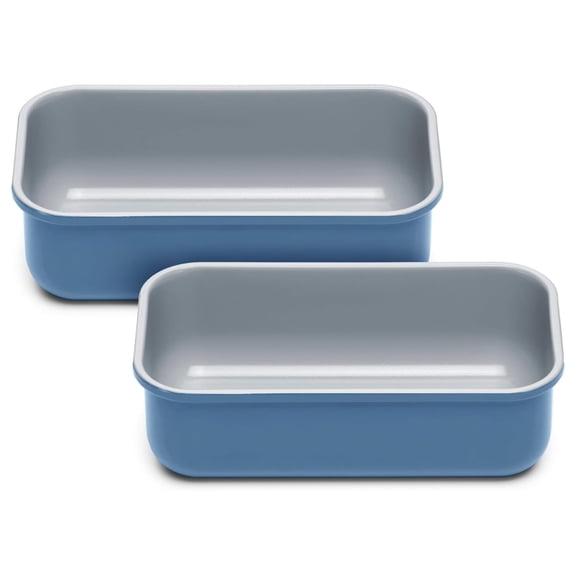 Non-Stick Ceramic 1 lb Loaf Pan Duo - Naturally Slick Ceramic Coating - Non-Toxic, & Free - Perfect for Pound Cakes, Breads, & More - Slate