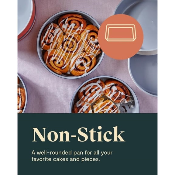 Non-Stick Ceramic 9 Circle Pan - Slick Ceramic Coating - for Birthday Cakes, Tartes, & More - Navy
