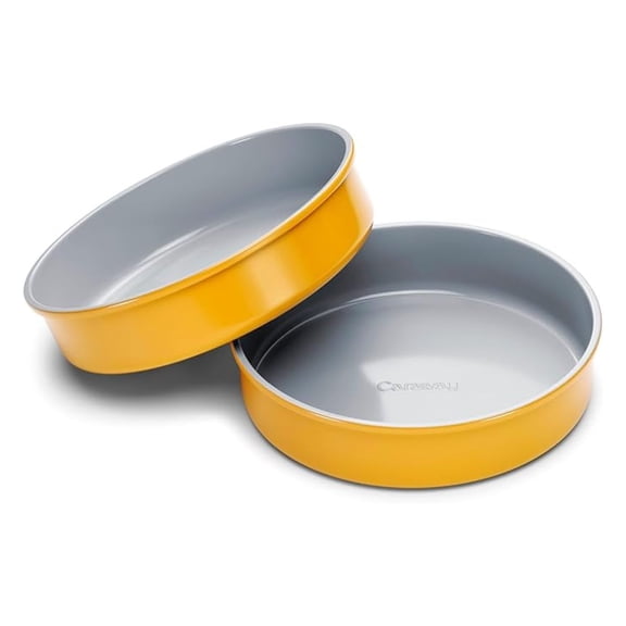 Non-Stick Ceramic 9 Circle Pans - Naturally Slick Ceramic Coating - Non-Toxic, & Free - Perfect for Birthday Cakes, , & More - Marigold