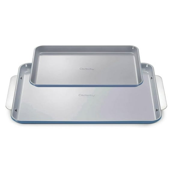 Non-Stick Ceramic Baking Sheet Duo - Naturally Slick Ceramic Coating - Non-Toxic, & Free - 18 x 13" Large & 15 x 10" Medium - Slate
