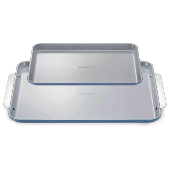 Non-Stick Ceramic Baking Sheet Duo - Naturally Slick Ceramic Coating - Non-Toxic, & Free - 18 x 13" Large & 15 x 10" Medium - Slate