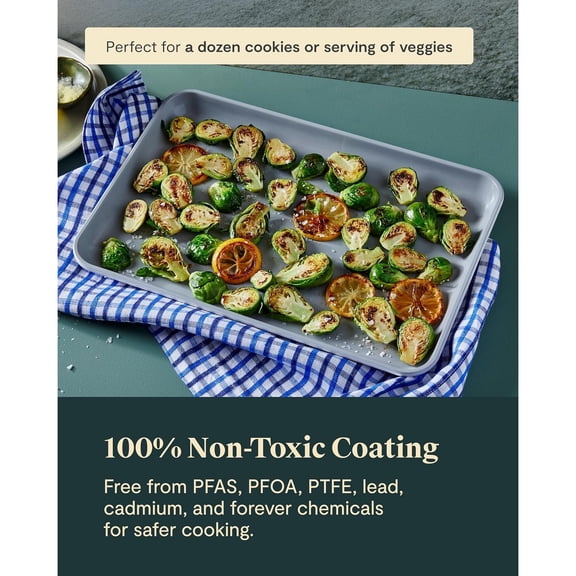 Non-Stick Ceramic Baking Sheet - Naturally Slick Ceramic Coating - - Perfect for Baking, Roasting, and More - Medium (15" x 10") - Black