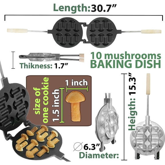 Non-Stick Cookie Mold Set - 10 Assorted Mushroom & Walnut Shapes for Homemade Baking
