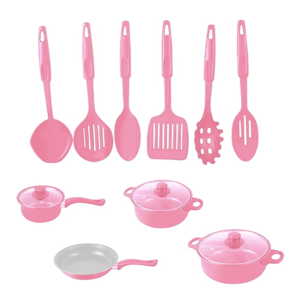 Non Stick Cookware Set, 13 Piece Kitchen Pot and Pan Set for Frying Soup Milk Cooking, Easy Clean Stainless Steel with Lid and Spatula, Durable Iron Material for Home Use