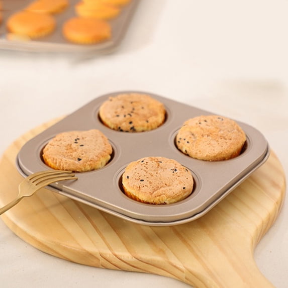 Non-Stick Cupcake Pan 4-Cavity Even Heat Distribution Baking Mold Mini Muffin Tray for Home Oven Baking