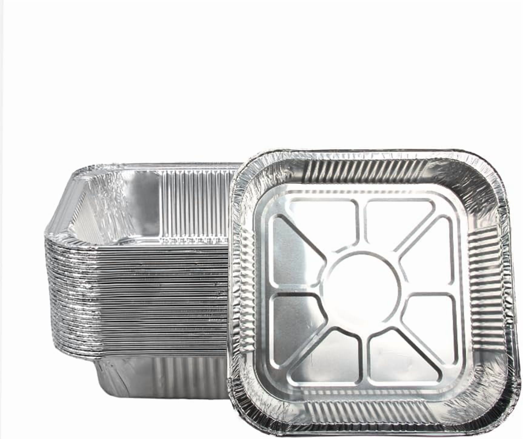 Non-Stick Disposable Air Fryer Aluminum Foil Liners Square 50PCS, Oil-Proof Aluminum Foil Tin Box Also for Steamer Basket Instant Pot Oven & Grill (9 * 9 Inch-Square)
