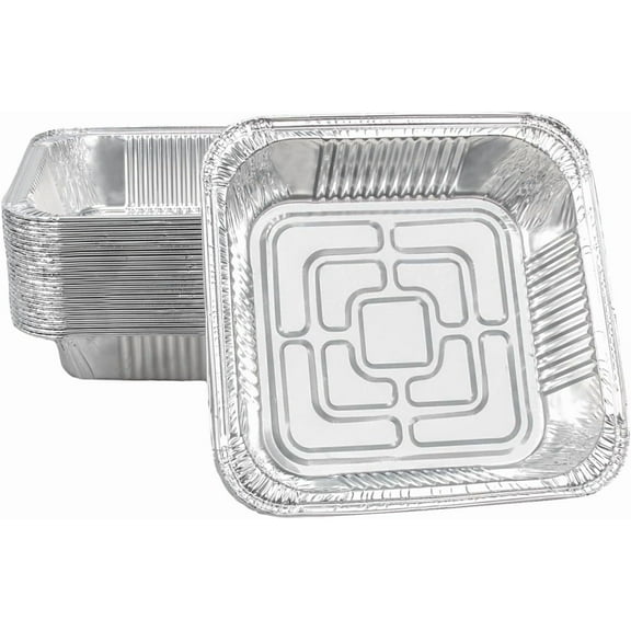 Non-Stick Disposable Air Fryer Aluminum Foil Liners Square 50PCS, Oil-Proof Aluminum Foil Tin Box Also for Steamer Basket Instant Pot Oven & Grill (9 * 9 Inch-Square)