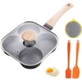 thumbnail image 1 of Non-Stick Egg Frying Pan, 4 Holes Skillet with Handle,Wooden Handle Medical Stone Non-Stick Frying Pan, Divided Egg Omelet Pans, For Breakfast,For Gas Stove & Induction Cookware(Black with lid), 1 of 7
