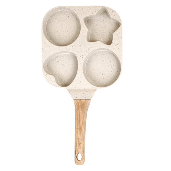 Non-Stick Egg Frying Pan, Multi-Shape Breakfast Pan,Detachable Handle Pan for Stove, Cute Pancake Pan for Families White