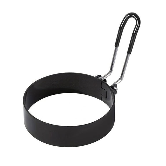 Non Stick Egg Ring For Frying Pan Home Kitchen Egg Cooker Easy Release (Black, 9*4*8cm)