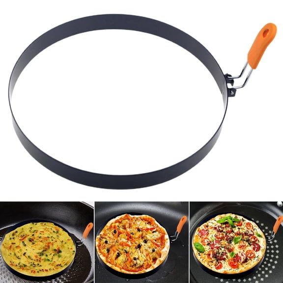 Non Stick Egg Ring for Frying, Stainless Steel Round Egg Maker with Thickened Design, Creative Breakfast Tool for Home Baking Griddle Cooking, Black, 7.87 Inch