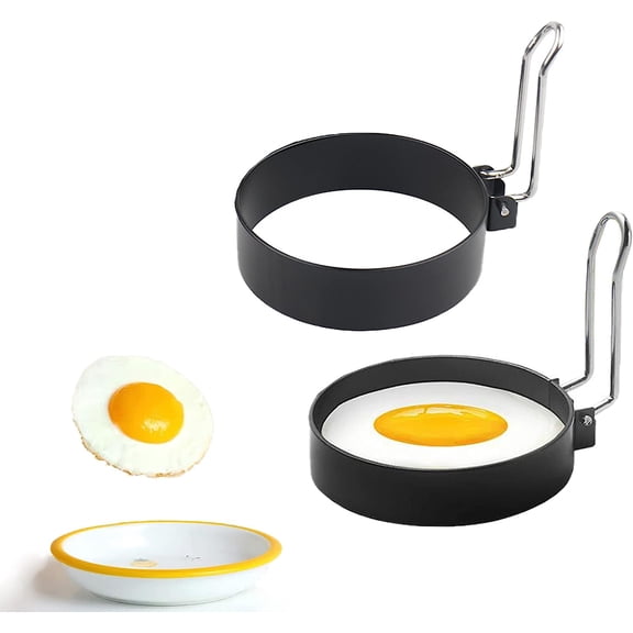 Non-Stick Egg Ring,Round Mold,Stainless Steel Ring for Frying Eggs,Shaping Eggs,Round Fried Egg Mold Household,Cooking Tools for Breakfast2 Pack)