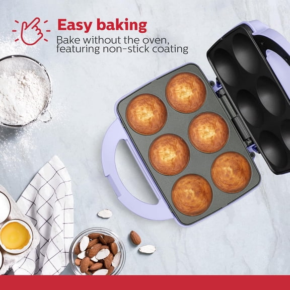 Non-Stick Electric Cupcake Maker - 6-Count Lavender Baking for Muffins & Pizza Cups