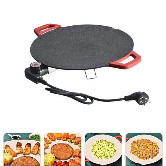 Non-Stick Electric Grill Pan - 800W Even Heating Multi-Function Electric Griddle, Indoor Smokeless Barbecue Pan for Home, BBQ, Vegetables & Meats