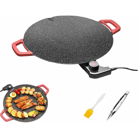 Non-Stick Electric Indoor Grill Pan, Multi-functional electric griddle Nonstick for Cooking Steaks, portable electric korean bbq grill, for Cooking Steaks, Pancakes & BBQ