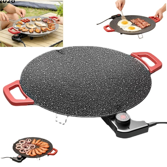 Non-Stick Electric Indoor Grill Pan,Portable Korean Bbq Grill,Nonstick Electric Griddle for Indoor Use Temperature Control,Compact,Versatile Cooking for Steaks,Pancakes & BBQ