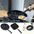 thumbnail image 1 of Non-Stick Four-Hole Frying Pan for Pancakes, Eggs, Burgers & Breakfast, Micropore Iron Skillet with Comfortable Handle, 20cm/24cm Household Cookware, 1 of 6
