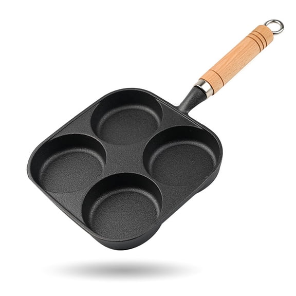 4-Hole Non-Stick Frying Pan, Divided Egg Cooker Skillet for Pancakes & Breakfast (Black)