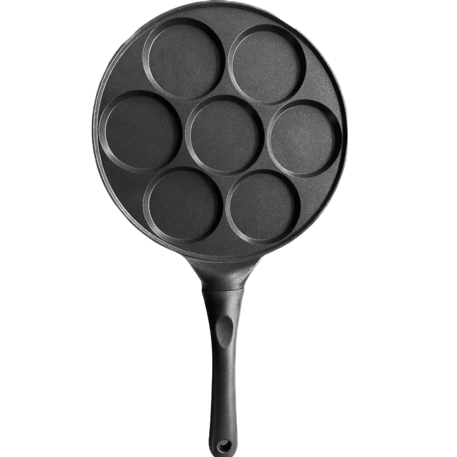 Non Stick Frying Pan, 7 Egg Cavities, Aluminum Construction, Breakfast Pan, Egg Skillet, Heat-Resistant Handle, 9.8 In, Black, 1 Pc