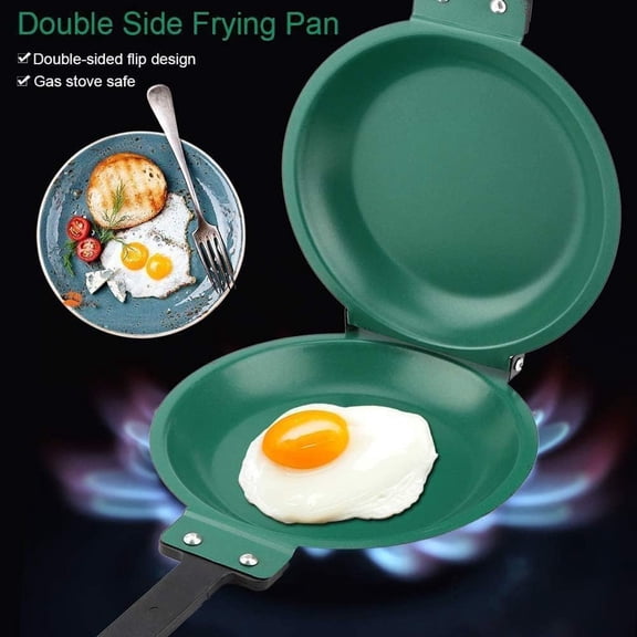 Non-Stick Frying Pan Double Sided Flip Quick Cook Skillet with Heat Resistant Handle for Gas Stove Breakfast Pancake Toast Steak Making