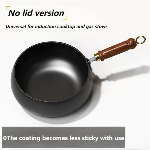 [Non-Stick Frying Pan] Non-Stick Cast Iron Frying Pan | Small, Deep-Bellied, Suitable for Induction and Gas Stoves, Home Kitchen Cookware, Stove Top Cookware | Clear Lid Design