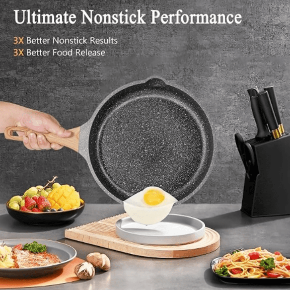 Non Stick Frying Pan Set Granite Skillet Set with 100% Induction Egg Omelette Pans for Cooking Pan Set, Cookware Set Nonstick Pots an Pans Set Gift for Women