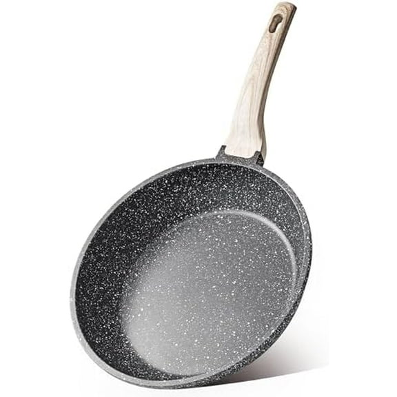 Non Stick Frying Pan Skillet, Omelet Pan, Healthy Non Toxic Granite Chef Pan, Induction Compatible Egg Frying Pan with Heat-Resistant Handle, PFOA-Free,Black, 10"
