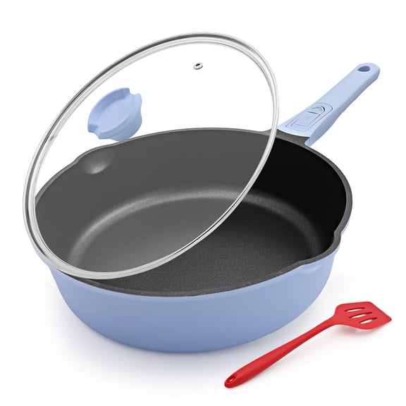 Non Stick Frying Pan Skillet with Lid, 12 Inch Nonstick Deep Frying Pan, 5 QT Saute Pan with Detachable Handle