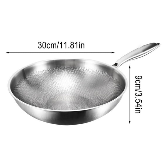 Non-Stick Frying Pan Titanium Wok, Titanium Frying Pan, Uncoated Non-Stick Frying Pan, Hammered Titanium Frying Pan, Household Frying Pan, Suitable for Induction Cookers