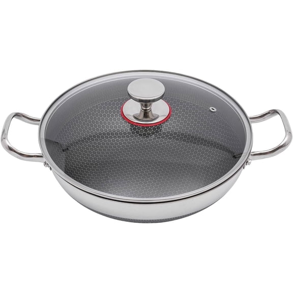 Non Stick Frying Pans, Cooking Pan With Lid, 12.59In Non Stick Frying Pan for All Hobs Including Induction, Gas, Electric, Glass, and Ceramic.