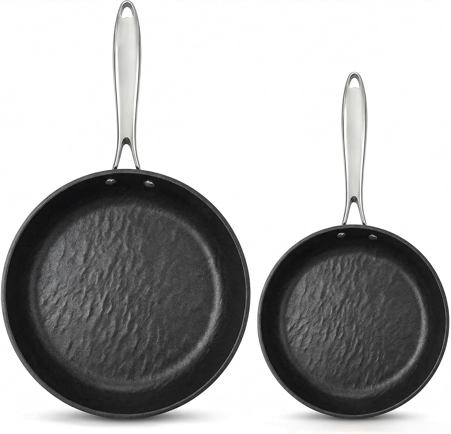 Non Stick Frying Pans Set - 8 & 10 inch Nonstick Skillets Used for Cooking Egg Omelette, Cool Stainless Steel Handle, Oven Safe, Dishwasher Safe