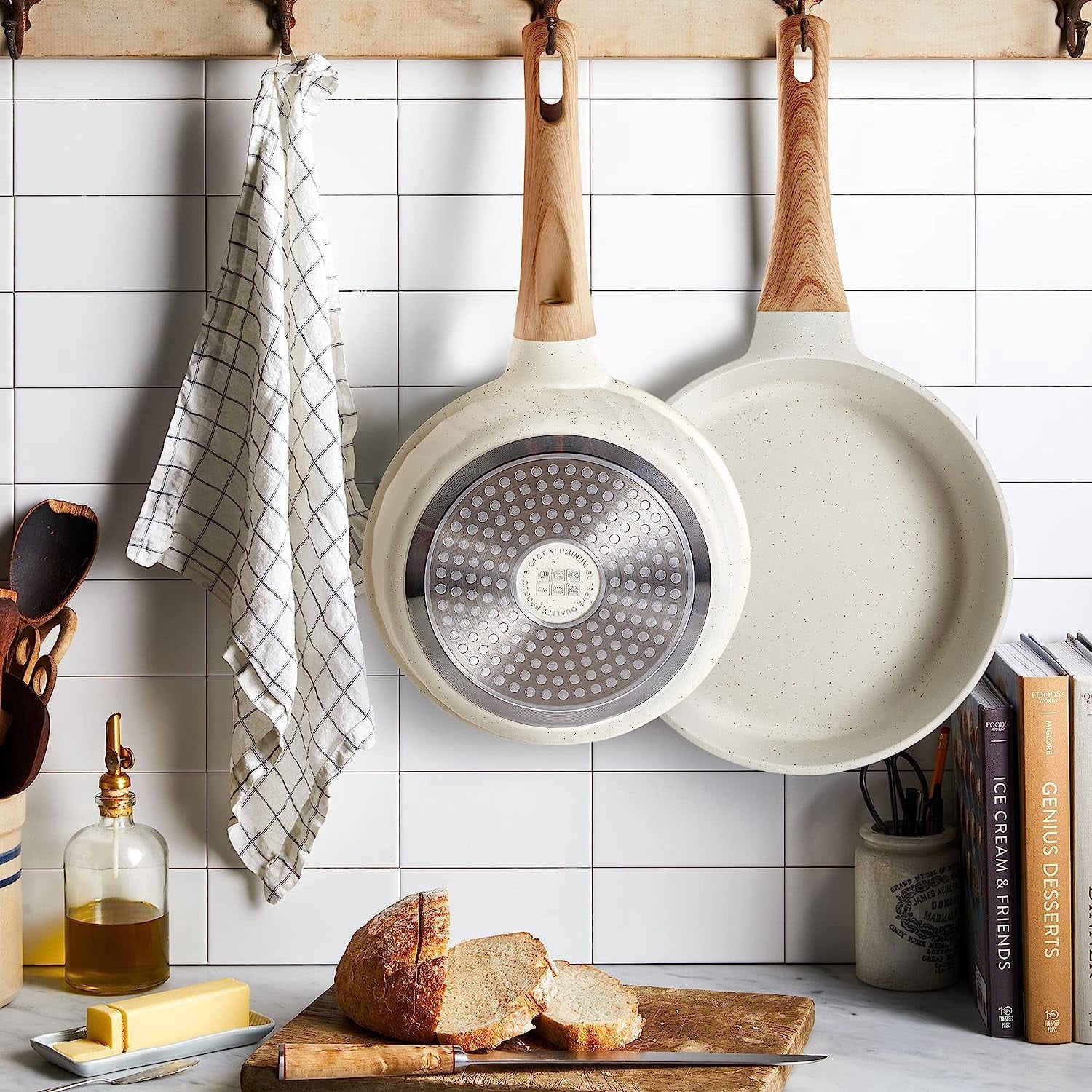 Non Stick Frying Pans Set with Lid -  Cookware for Healthy Cooking, Induction Compatible