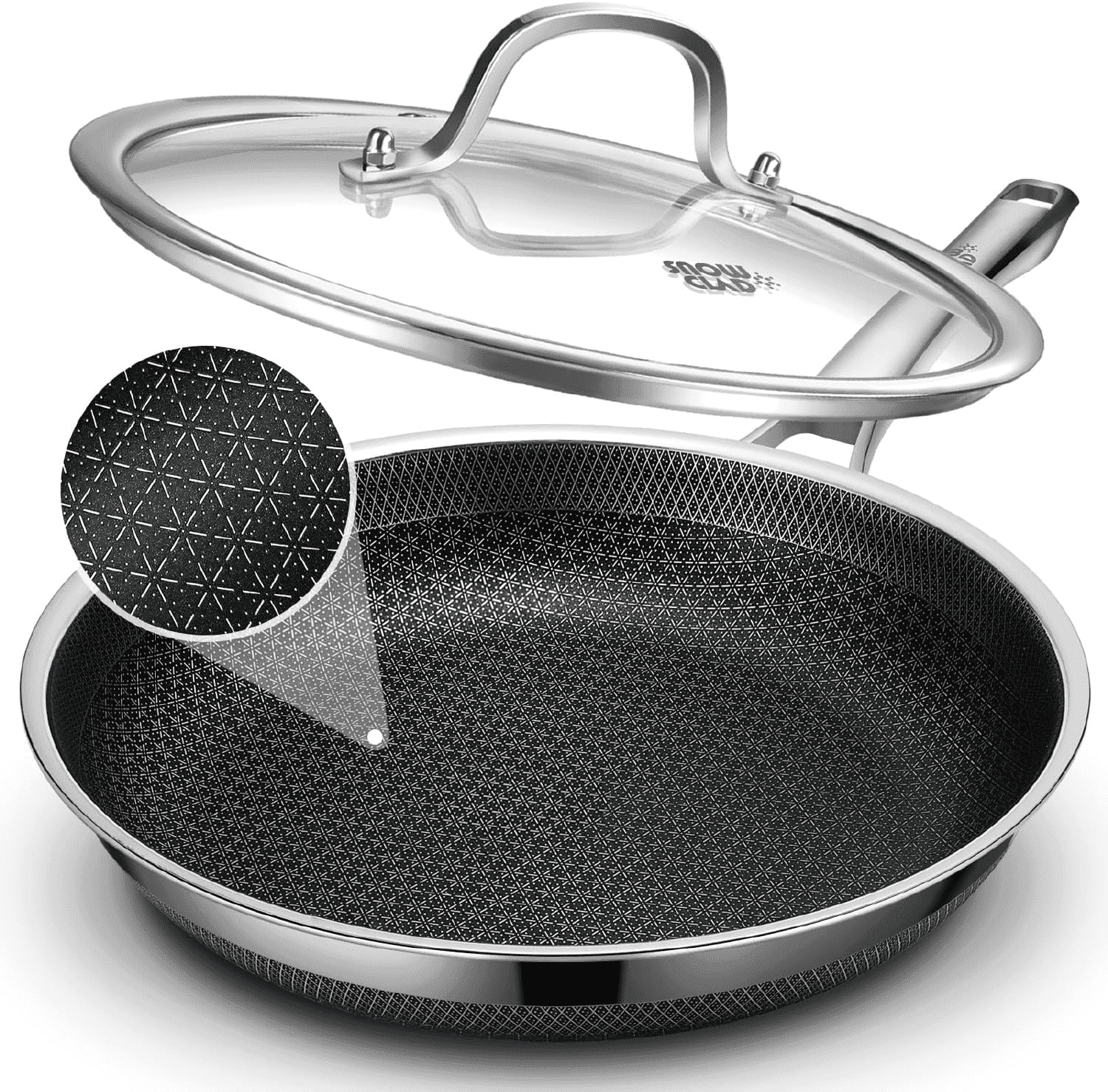 non.pig.12.hano.122 Non Stick Frying Pans With Lid, 12 inch Nonstick Hybrid Stainless