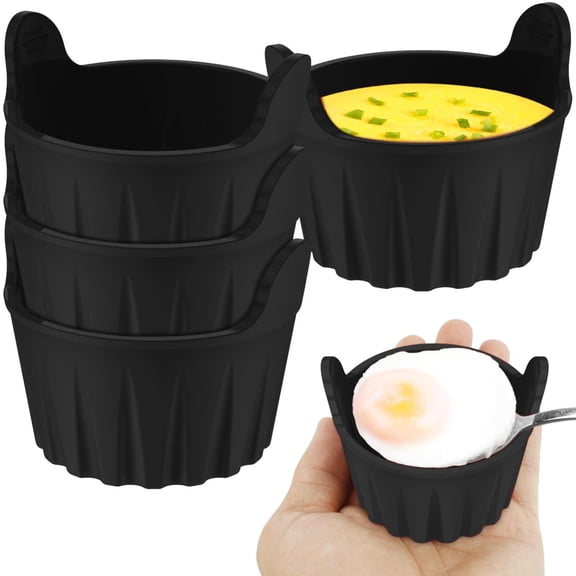 Non-Stick Heat Resistant Silicone Baking Cups, Food Grade Silicone Ramekins for Air Fryer, Poached Egg, Soufflé, and Custard Cups, Easy Release Baking Molds