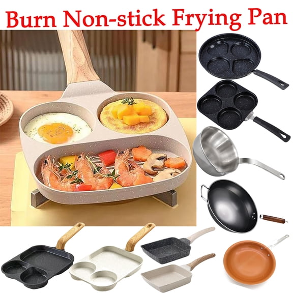 Non Stick Household Pancake Pan, Four Hole Frying Pan for Hamburger and Breakfast Eggs, Divided Nonstick Skillet with Easy Clean Surface, Gas Stove and Induction Compatible Cooking Pan, HAODEJW