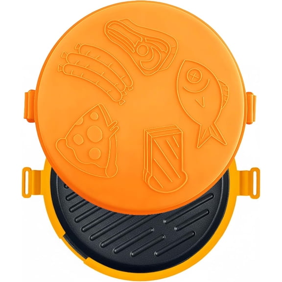 Non-Stick Microwave Grill Pan for Sandwiches & Pizza, 10-inch Silicone Crisper Plate, Orange
