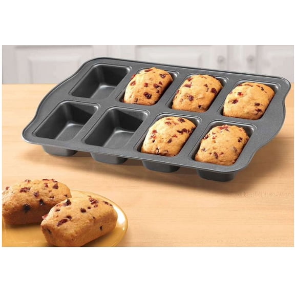 Non-Stick Mini Loaf Baking Pan, 8-Well Bakeware for Bread and Meat Loaves, Dishwasher Safe Metal Loaf Pan, 9.5 x 13 Inch Baking Pan for Uniform Servings
