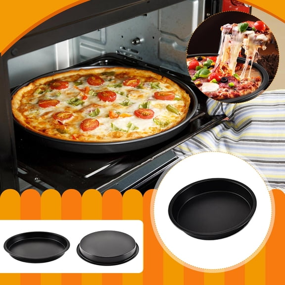 Non-Stick Pan Pan Pan DIY Baking Round Pizza Cake Kitchen Dining Bar Pan for Everyday Cooking, Black-S, 6.50 Inch