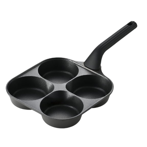 Non-Stick Pan for and Pancakes Multifunction Frying Pan with Divided Compartments Versatile 4-Cup Egg Frying Pan for Breakfast and Cookware, 14.96x1.38 inch, Black