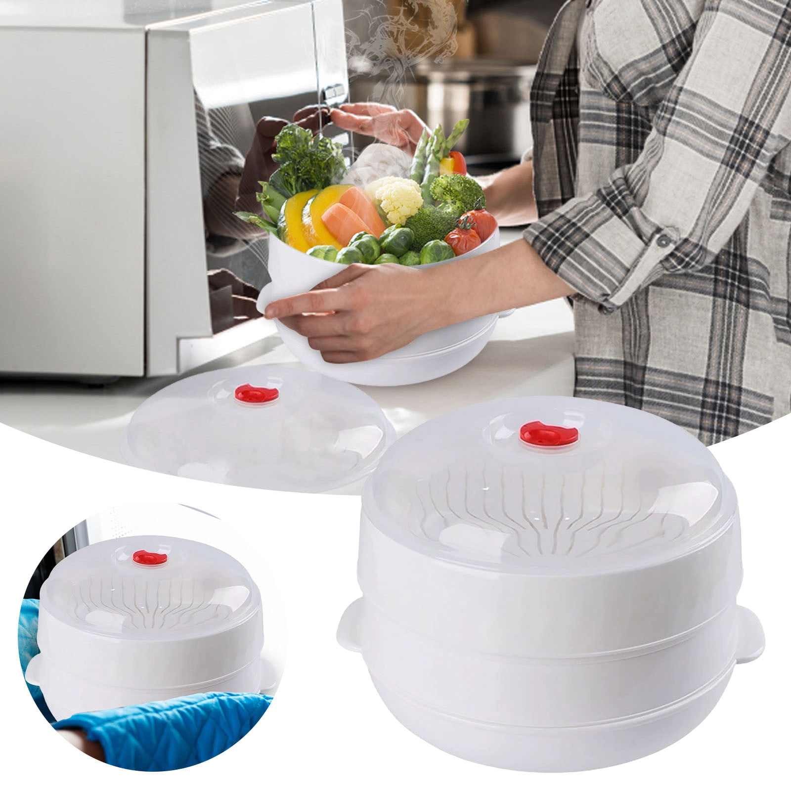 Enclosed Cookware Non-Stick Pan Utility Microwave Oven Steamer for Kitchen Use ...