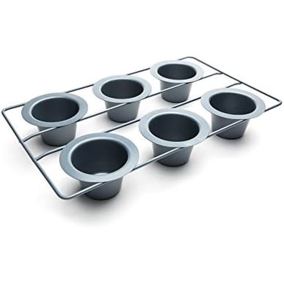 Non-Stick Popover Pan, 6 Cup Yorkshire Pudding Pan, Grey
